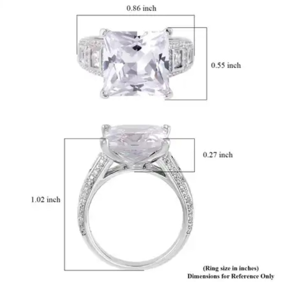 Lustro Stella Finest CZ Ring in Platinum over Sterling Silver.  NWT - Picture 6 of 10